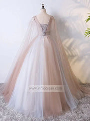 Cape Sleeve Prom Gown Quinceanera Dresses FD1060