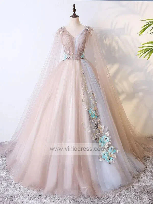 Cape Sleeve Prom Gown Quinceanera Dresses FD1060