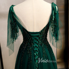Dark Green Tulle Prom Dresses Long A-line Evening Gown FD2064