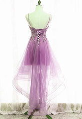 Dusty Blue High Low Prom Dresses Spaghetti Strap Cocktail Party Dress FD1684