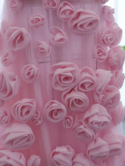 Elegant Pink Rose Prom Dresses Flower Blossom Sheath Formal Dress Strapless BD037