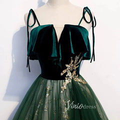 Emerald Green Long Prom Dresses Shiny Lace Formal Dress FD2626