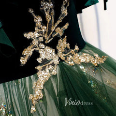 Emerald Green Long Prom Dresses Shiny Lace Formal Dress FD2626