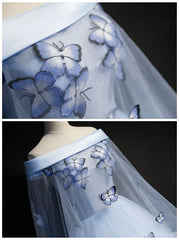Light Blue Cap Sleeve Ball Gowns for Teens FD1459