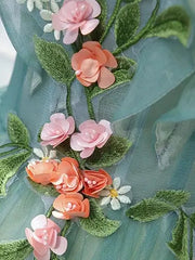 Light Green Floral Sweet 15 Dress Ball Gown Princess Prom Dresses FD1039