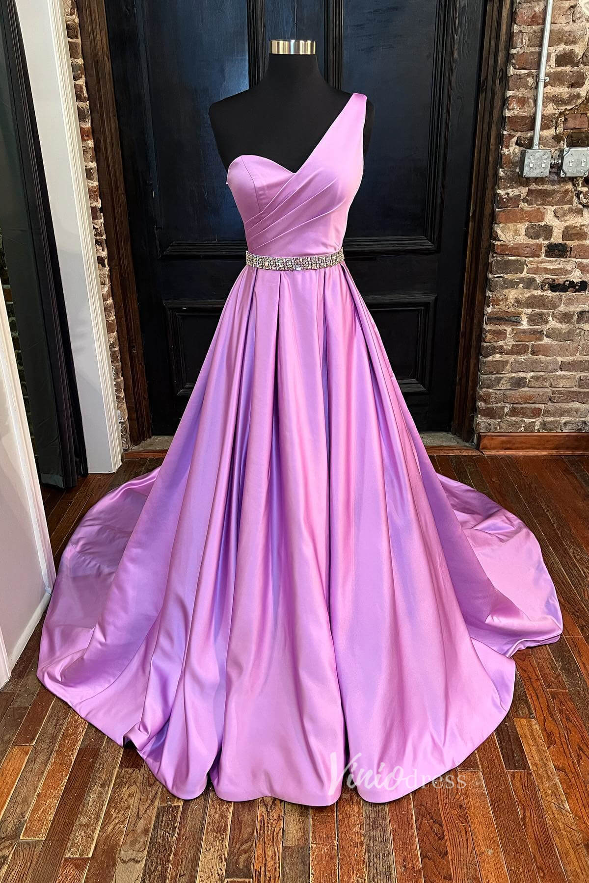 Lilac Satin Formal Dress One Shoulder Prom Dresses FD2972