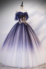 Off the Shoulder Ombre Ball Gown Prom Dresses FD1526