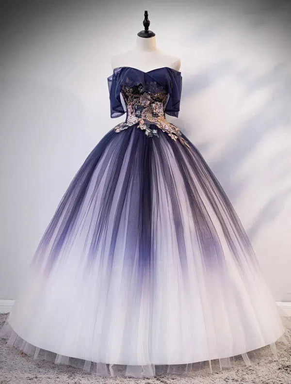 Off the Shoulder Ombre Ball Gown Prom Dresses FD1526