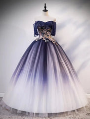 Off the Shoulder Ombre Ball Gown Prom Dresses FD1526