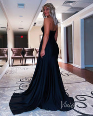 One Shoulder Mermaid Prom Dress Pleated Overskirt Formal Gown FD2846