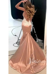 Sexy Rose Gold Mermaid Prom Dresses with Straps FD1505