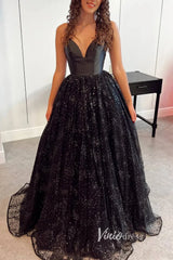 Shiny Light Blue Lace Long Prom Dresses FD1450