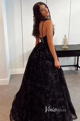 Shiny Light Blue Lace Long Prom Dresses FD1450