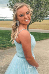 Spaghetti Strap Lavender Prom Dress Shiny Sequin Lace Formal Dress FD2650
