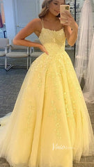 Spaghetti Strap Long Prom Dresses Lace-Up Back FD1265B