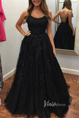 Spaghetti Strap Long Prom Dresses Lace-Up Back FD1265B