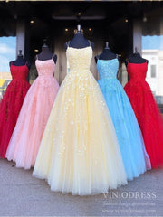 Spaghetti Strap Long Prom Dresses Lace-Up Back FD1265B