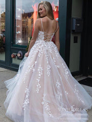 Spaghetti Strap Long Prom Dresses Lace-Up Back FD1265B
