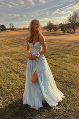 Spaghetti Strap Red Lace Prom Dresses with High Slit FD1348B