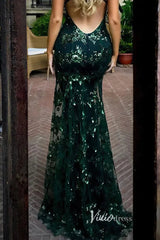 Sparkly Gold Sequin Mermaid Prom Dresses Spaghetti Strap Formal Dresses FD1683
