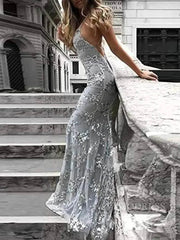 Sparkly Gold Sequin Mermaid Prom Dresses Spaghetti Strap Formal Dresses FD1683