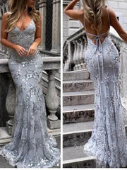 Sparkly Gold Sequin Mermaid Prom Dresses Spaghetti Strap Formal Dresses FD1683