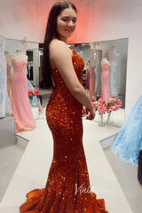 Strapless Sparkly Sequin Mermaid Prom Dresses FD3311