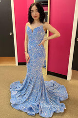 Strapless Sparkly Sequin Mermaid Prom Dresses FD3311