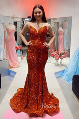 Strapless Sparkly Sequin Mermaid Prom Dresses FD3311