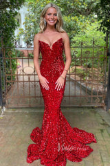 Strapless Sparkly Sequin Mermaid Prom Dresses FD3311
