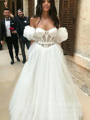 Vintage Spaghetti Strap Long Prom Dresses Ivory Boho Wedding Dress FD1593