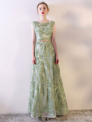 Prom Dresses Long Sage Green Embossment Texture Sleeveless A Line With Sash Wedding Guest Dress