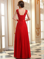 Lace Applique Pink Prom Dresses Chiffon Evening Dresses Sleeveless Formal Gowns