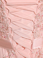 Lace Applique Pink Prom Dresses Chiffon Evening Dresses Sleeveless Formal Gowns