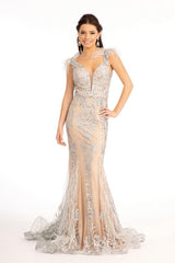 Prom Long Formal Glitter Mesh Mermaid Dress