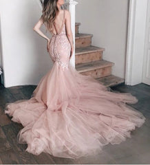 Sheer V-neckline Mermaid Wedding Dress with Tulle Train
