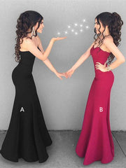 Elegant Sweetheart Neck Floor Length Mermaid Black Prom Dress, Mermaid Formal Dress, Bridesmaid Dresses
