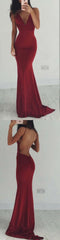 Burgundy Mermaid Prom Dress For Teens, Prom Dresses, Evening Gown,Winter Formal Dress