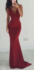 Burgundy Mermaid Prom Dress For Teens, Prom Dresses, Evening Gown,Winter Formal Dress