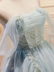 Puffy Tulle Off épaule Robe de bal courte verte, robes de retour vertes