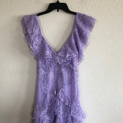 Purple Lace Long prom -jurken Backless Evening Jurk prachtige maxi -jurk