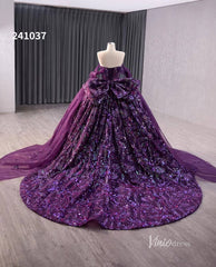 Purple Sequin Lace Wedding Dresses Off the Shoulder Quinceanera Dress 241037