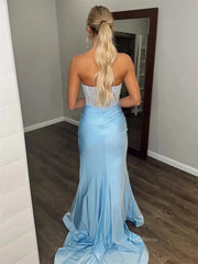 Purple Strapless Sheath Prom Dresses 2025 with Slit, Bow & Beaded Bodice – FD5067