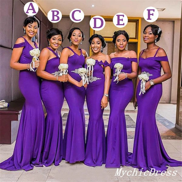 Multiway Purple Bridesmaid Dresses Mermaid African Cheap Long Wedding Party Dresses