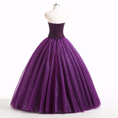 Gorgeous Purple Beaded Tulle Ball Gown Sweet 16 Dress, Purple Quinceanera Dress