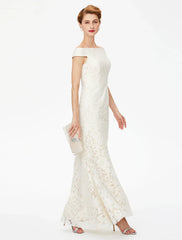 Aimishang Sheath / Column Mother of the Bride Dress Elegant Off Shoulder Floor Length Lace Short Sleeve No with Lace