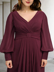 A-Line Plus Size Curve Mother of the Bride Dresses Elegant Dress Formal Floor Length Short Sleeve Off Shoulder Chiffon with Pleats