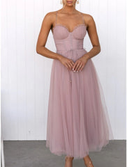 Women's Prom Dress Party Dress Homecoming Black Dress Corset Dress Long Dress Maxi Dress Black Pink Brown Sleeveless Pure Color Mesh Summer