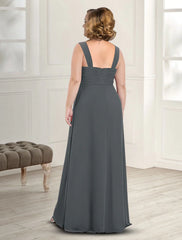 Aimishang  Two Piece A-Line Mother of the Bride Dress Fall Wedding Guest Dresses Plus Size Elegant Square Neck Floor Length Chiffon Sleeveless Jacket Dresses with Pleats