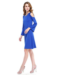 Aimishang Sheath / Column Mother of the Bride Dress Elegant Jewel Neck Knee Length Jersey Long Sleeve No with Beading